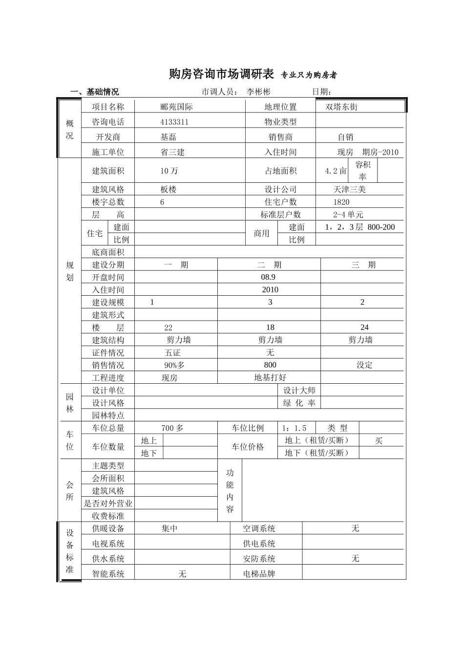 郦苑国际市场调查表_第1页