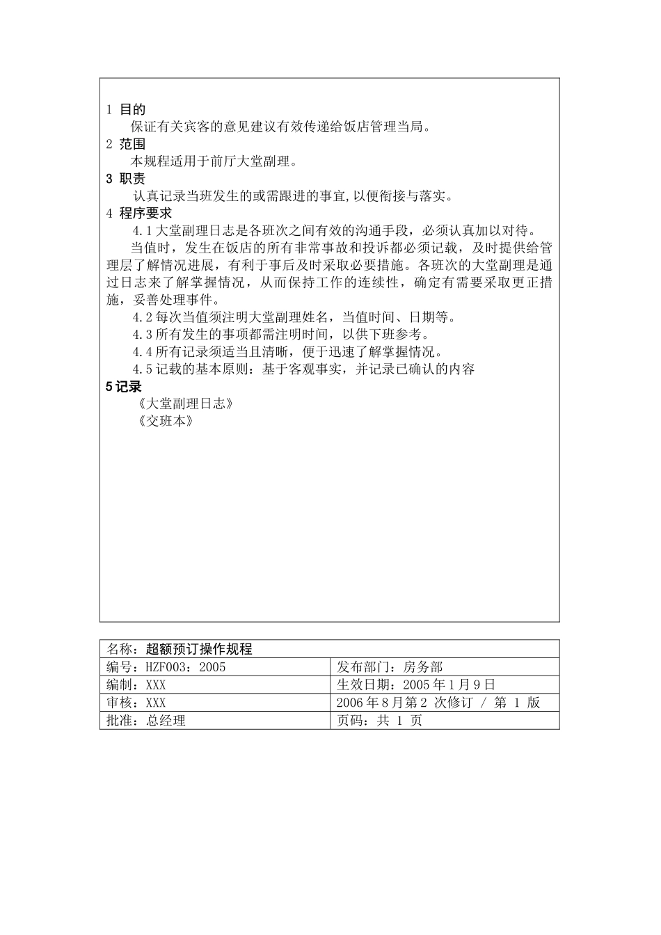某某饭店前厅部服务员工作操作手册_第3页