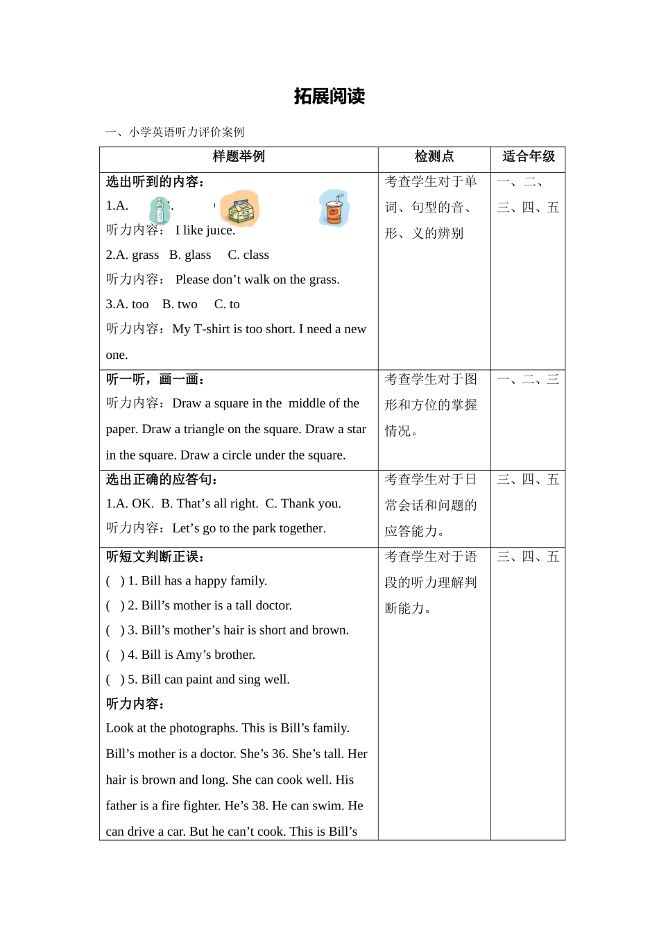 小学英语听力评价_第1页