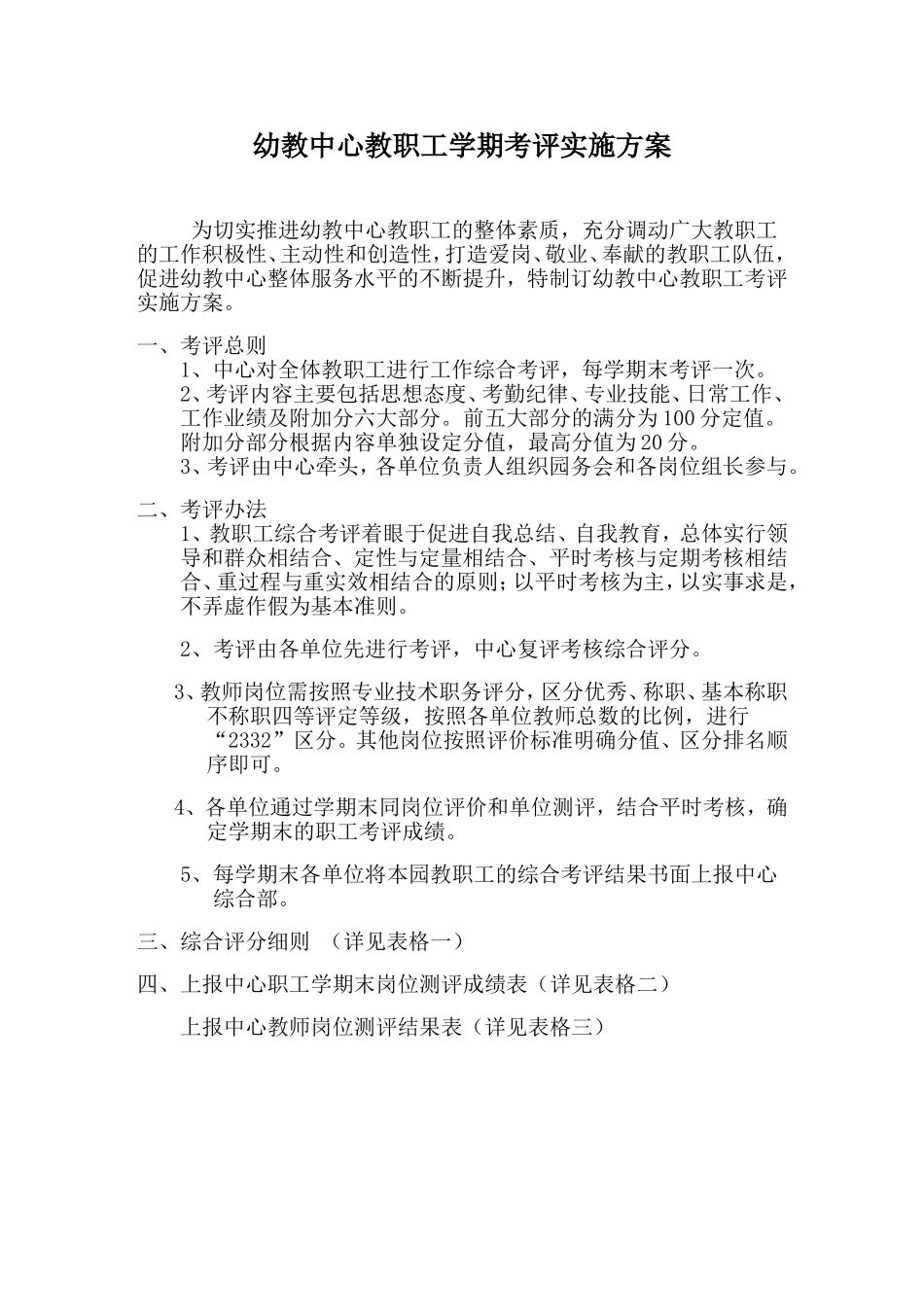 幼教中心岗位测评实施方案_第1页