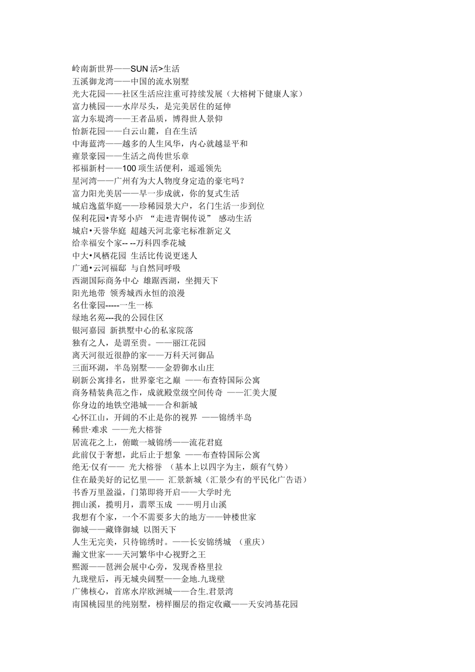楼盘广告语集萃_第1页