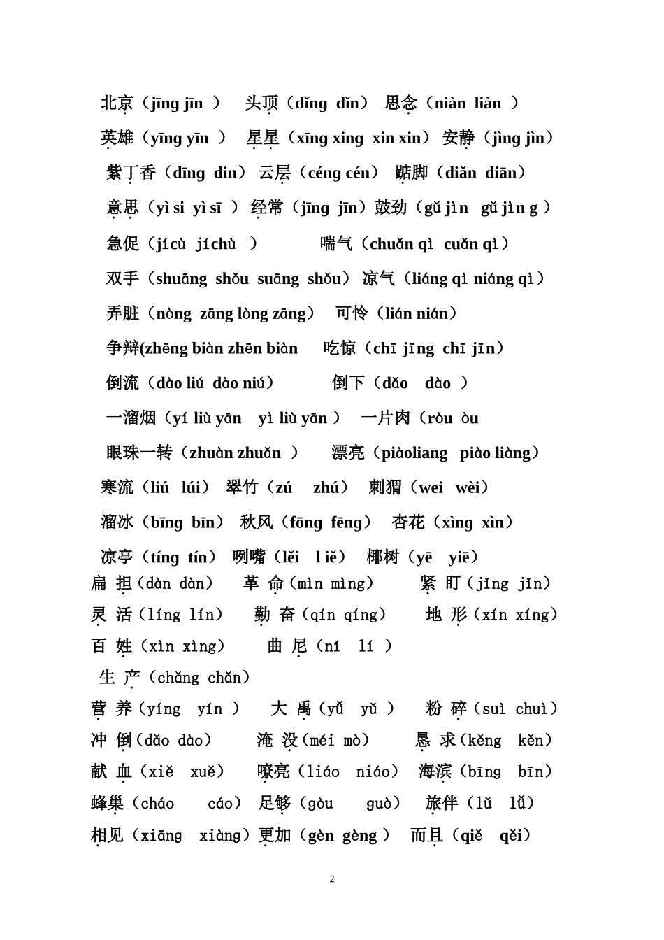 二年级上册语文选择准确读音_第2页