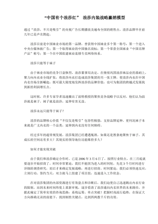 某某名牌内装战略营销模式