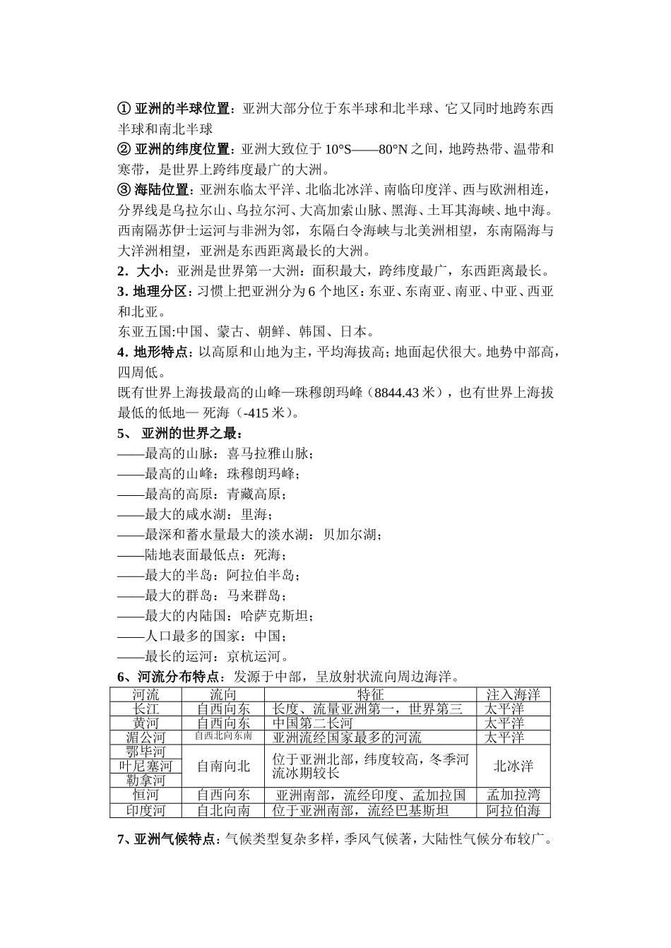 地理七年级下册复习提纲_第2页