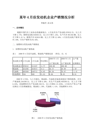 某年4月份发动机企业产销情况分析