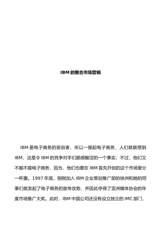 电子商务IBM的整合市场营销