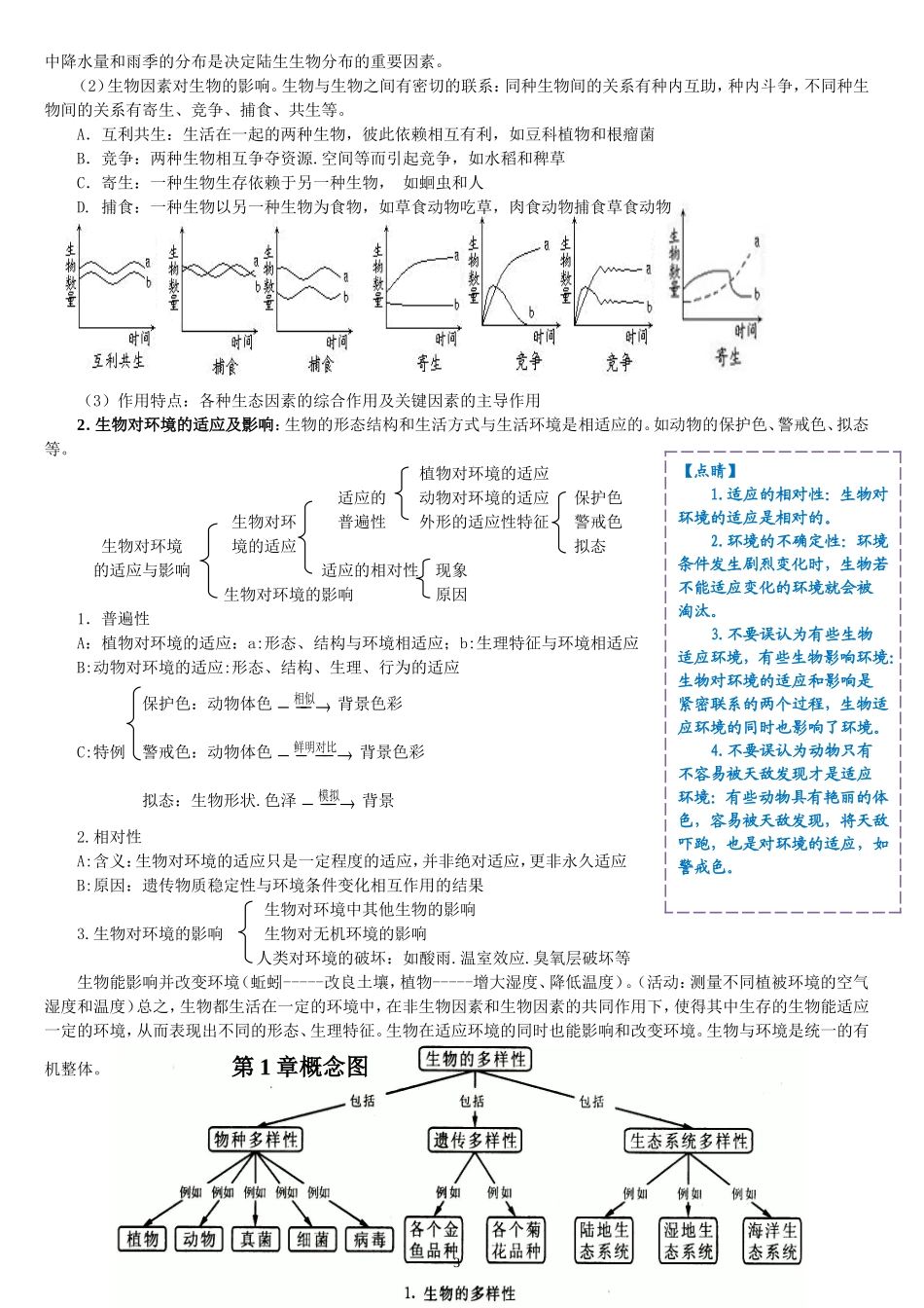 北师大版七年级生物上册复习提纲及概念图_第3页