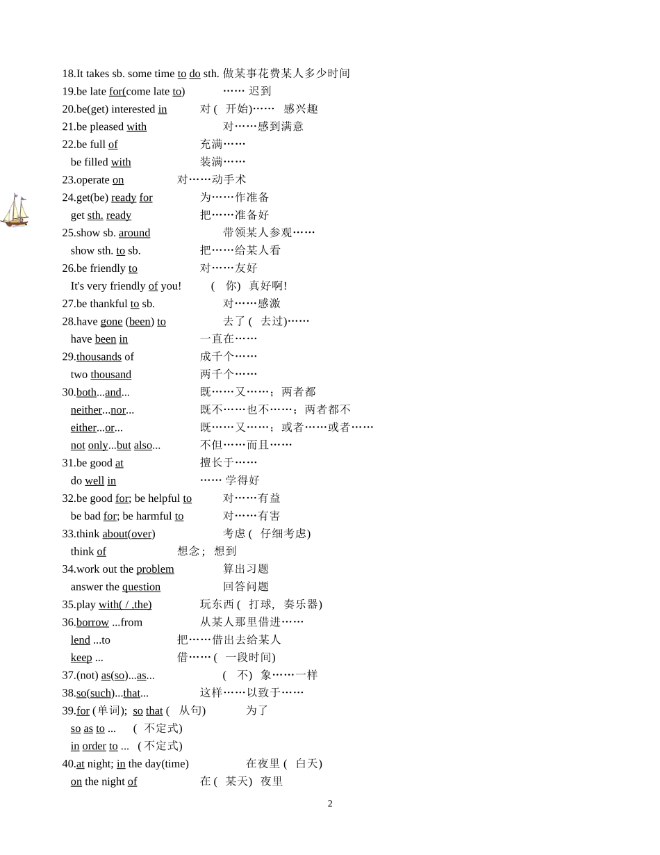 初中英语词组大全_第2页