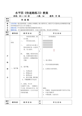 水平四《快速跑练习》教案