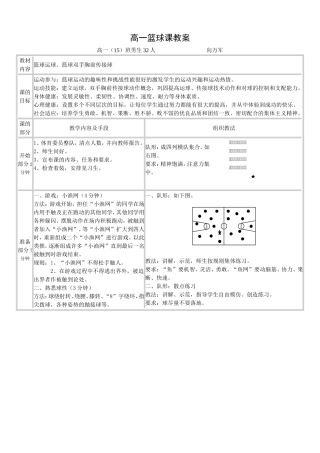 高一年级篮球运球、篮球双手胸前传接球