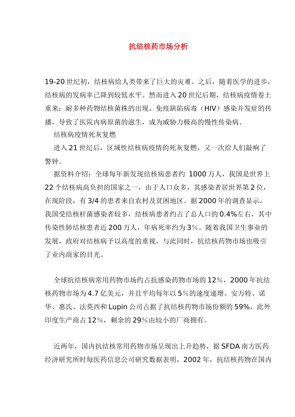 抗结核药市场分析_第1页