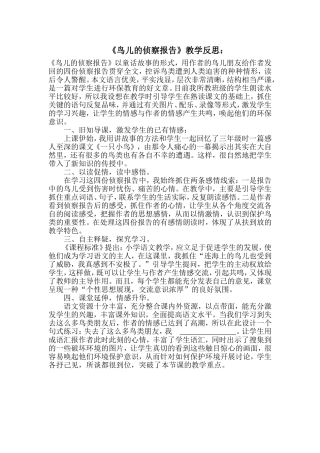 鸟儿的侦察报告教学思