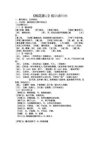 《桃花源记》知识点归纳