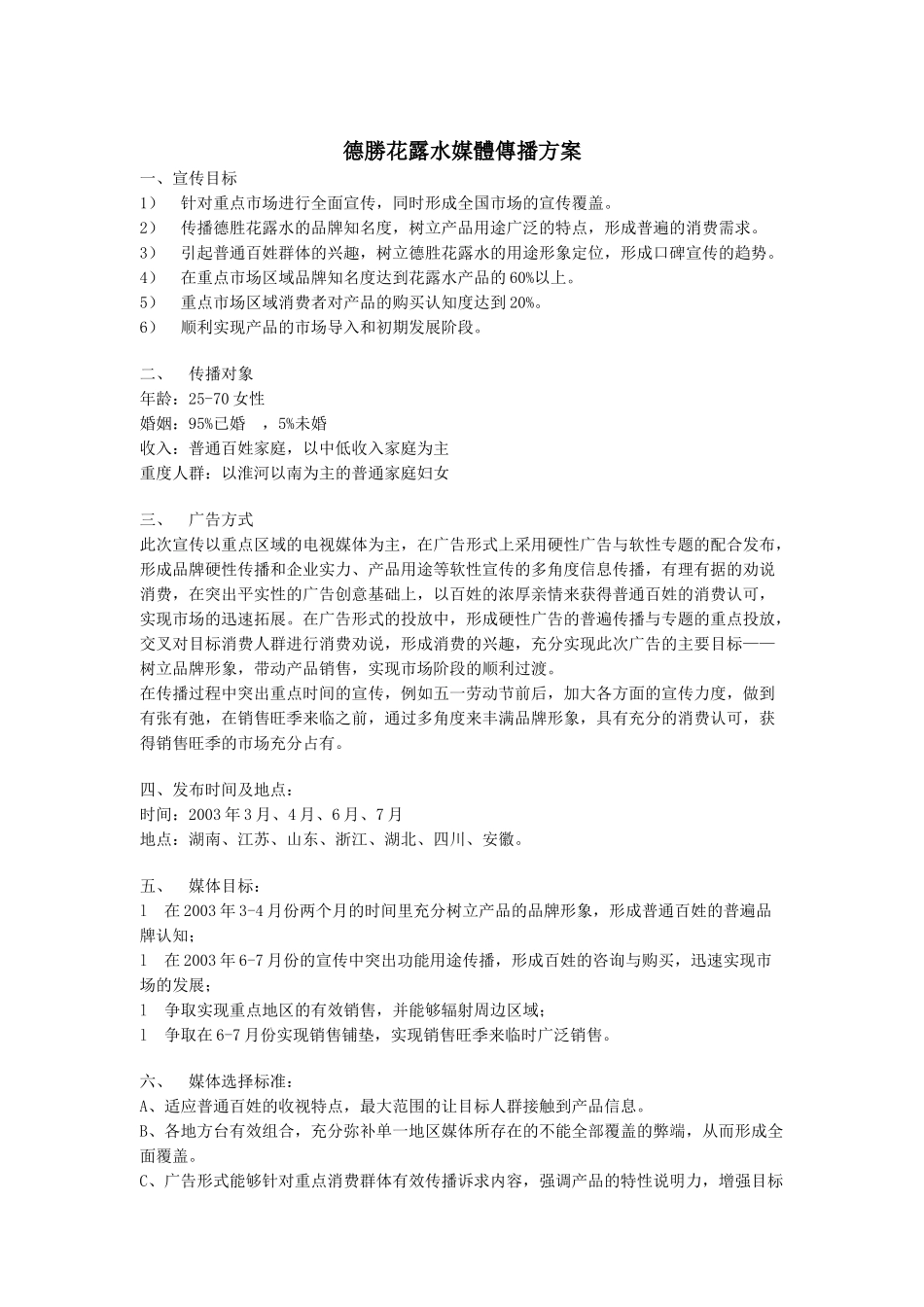 某花露水媒体传播方案_第1页