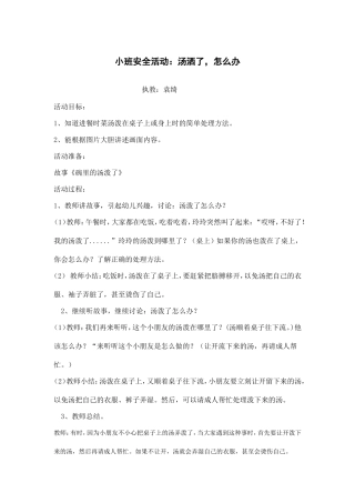 小班安全活动《汤洒了，怎么办》教学设计