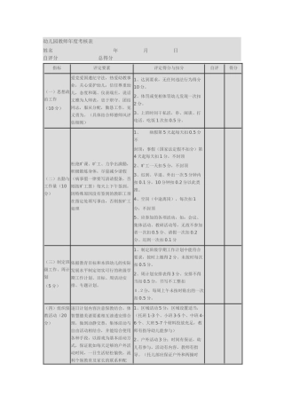 幼儿园教师年度考核表