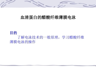 实验血清蛋白的醋酸纤维薄膜电泳