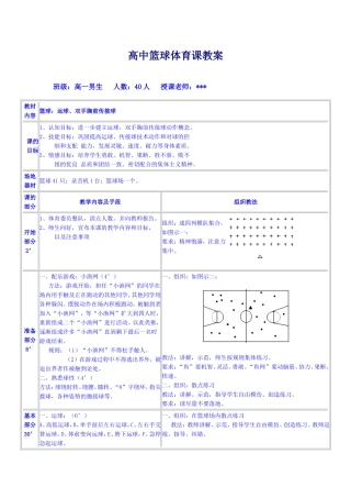 高中篮球体育课教案