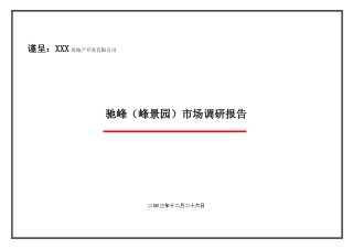 某楼盘市场调研分析报告