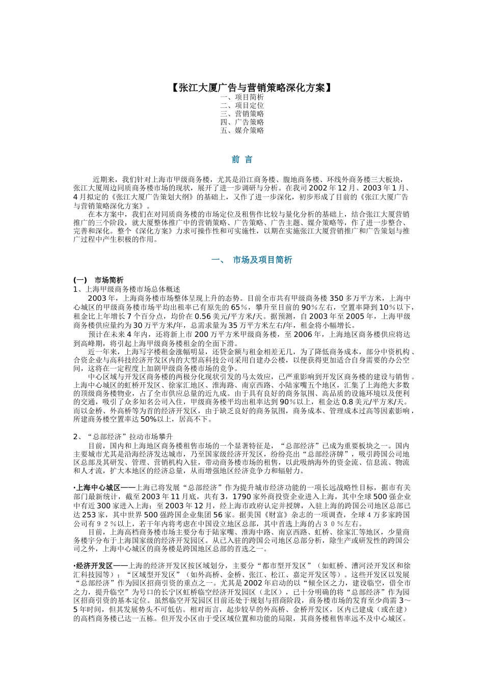 某大厦广告与营销策略深化方案_第1页