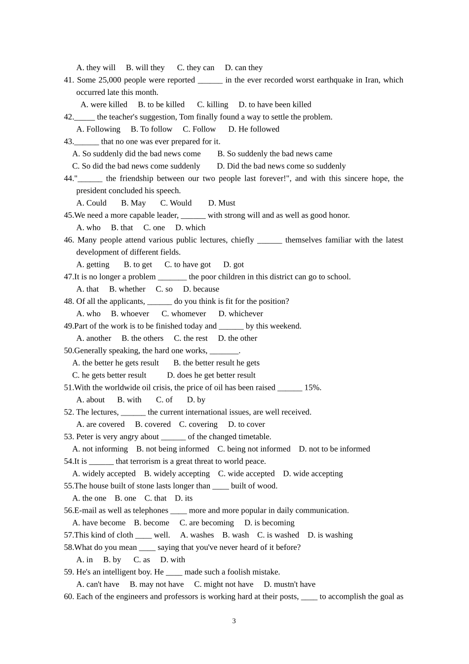 高中英语语法练习_第3页
