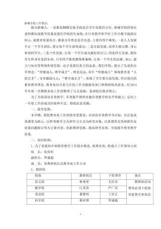 新城教务处工作初步思路