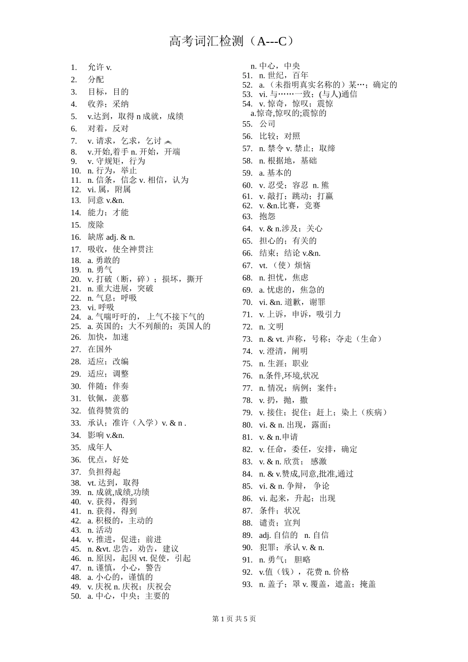 高考词汇检测_第1页