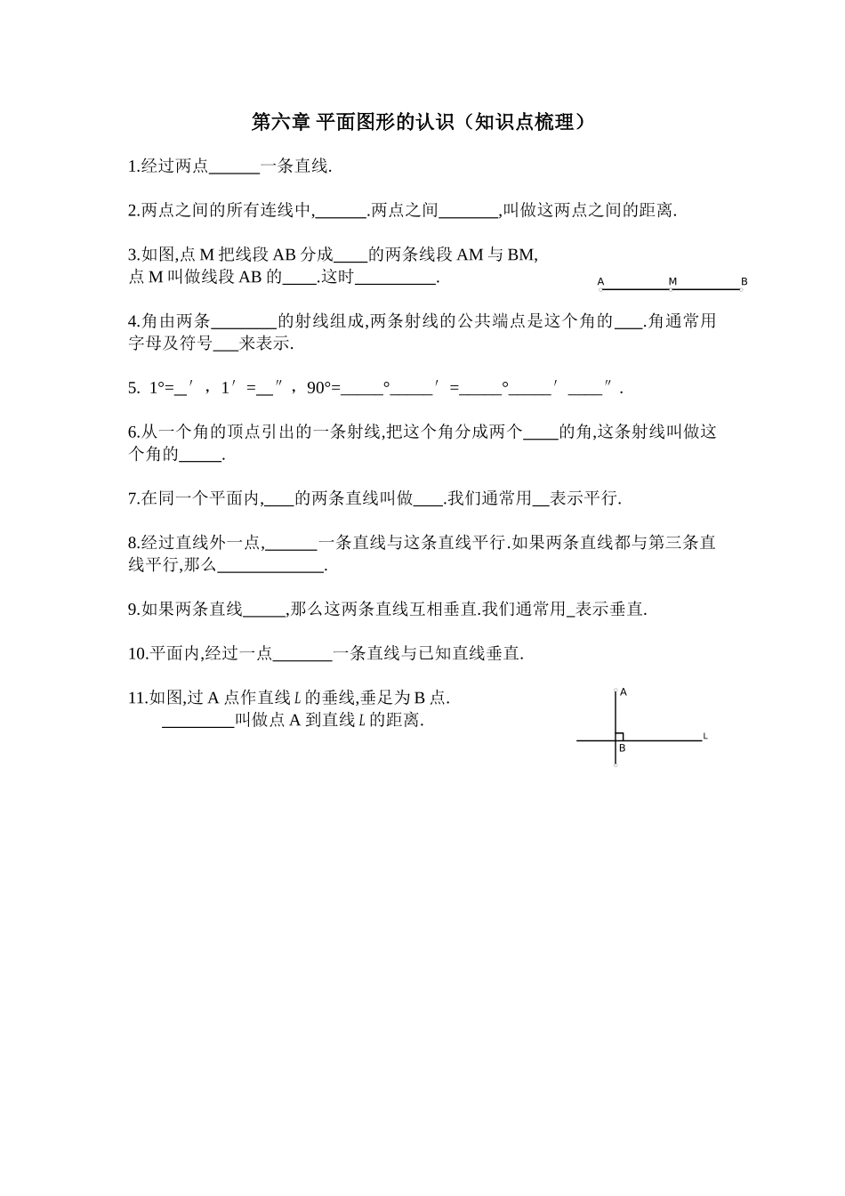 第六章平面图形的认识知识点_第1页