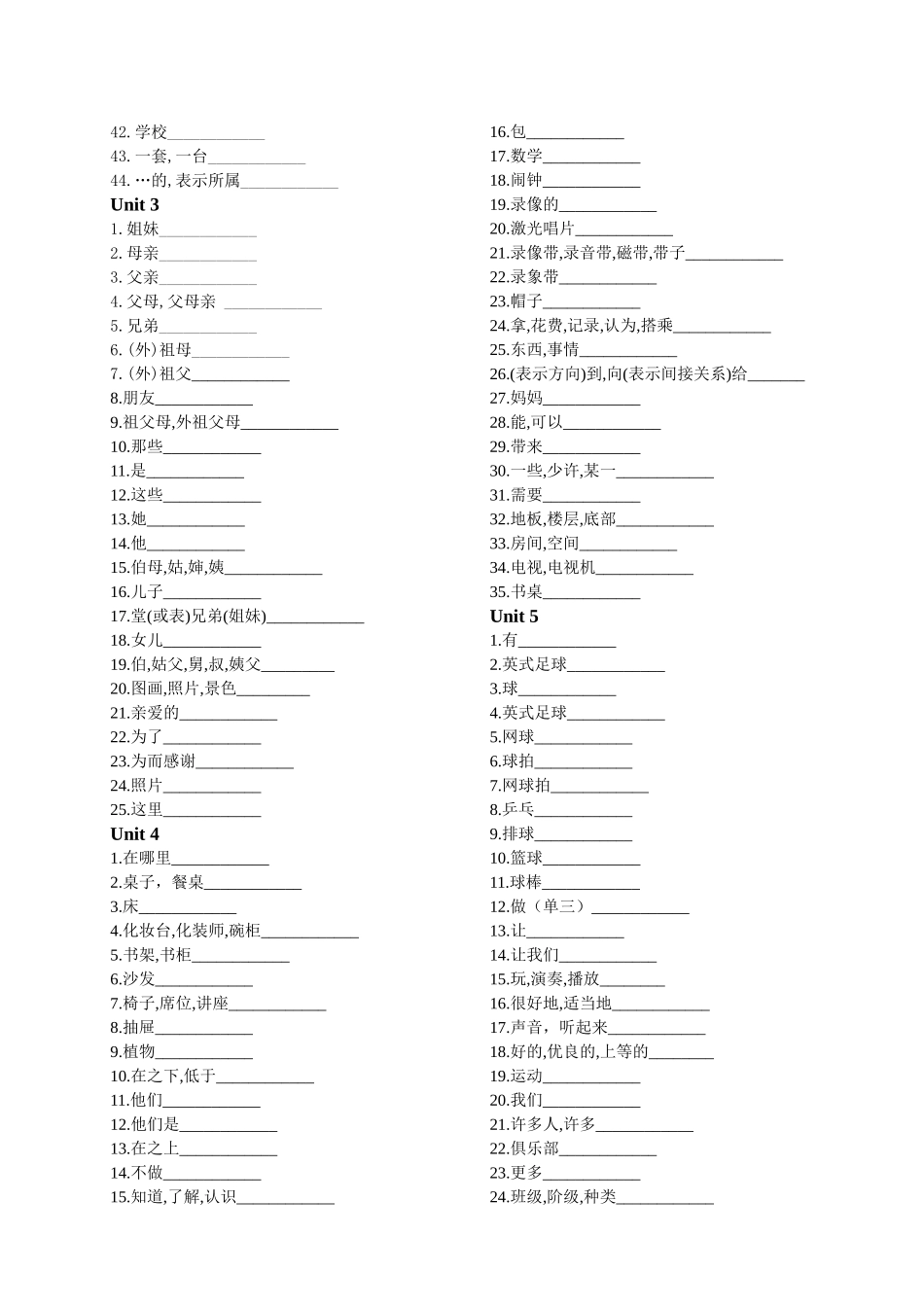 七年级上下册英语单词表人教版(汉语)_第2页