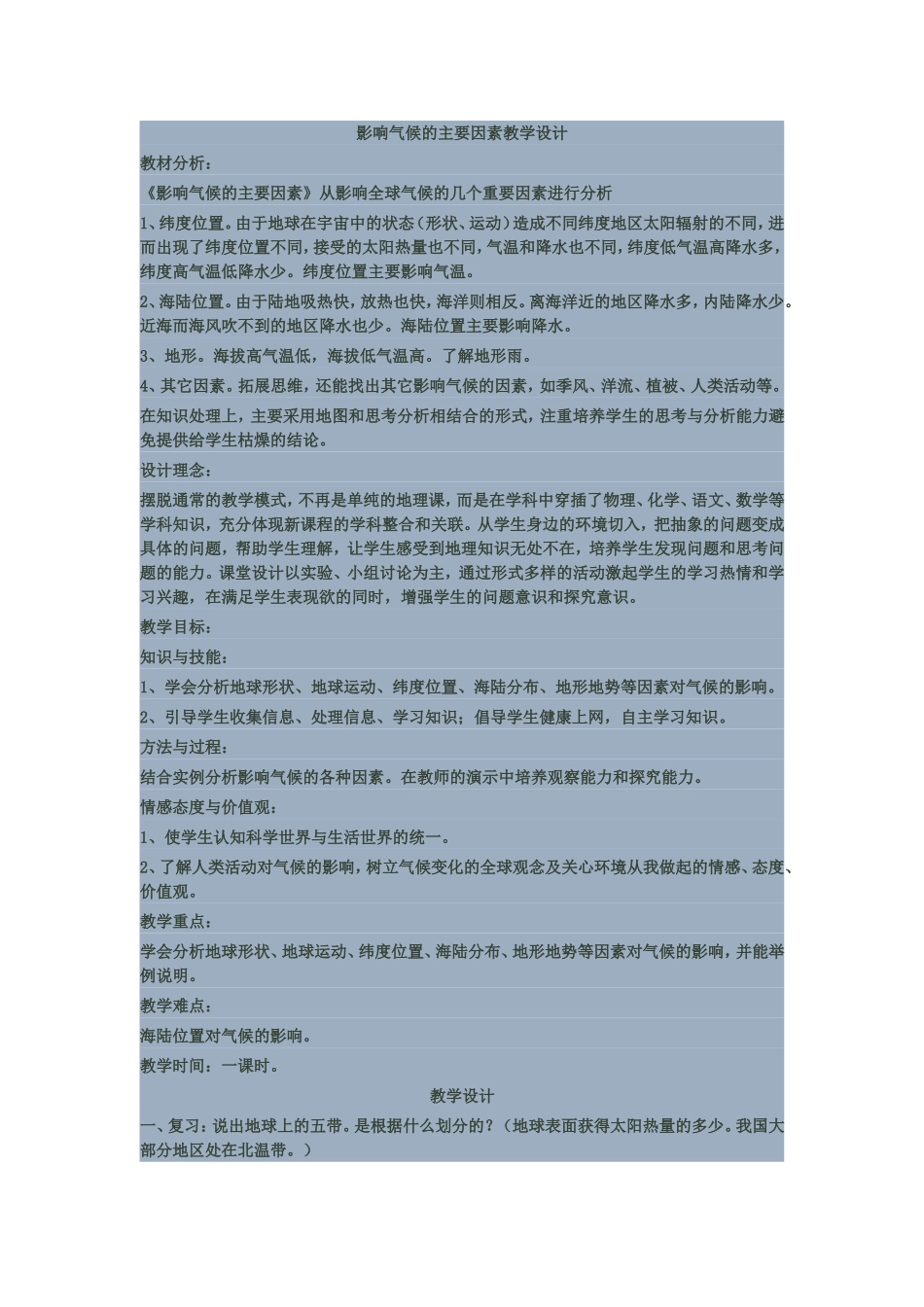 影响气候的因素教学设计_第1页
