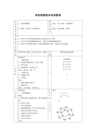 （中小学精品）持轻物掷准体育课教案
