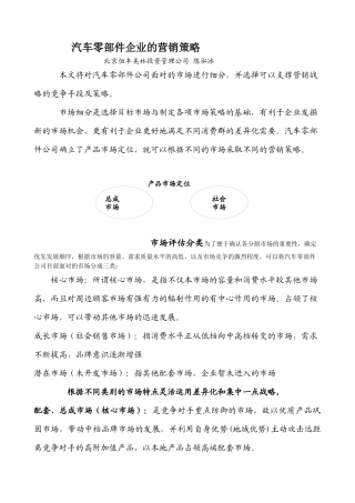汽车零部件企业的营销策略报告