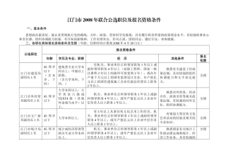 江门市联合公选职位报名资格条件