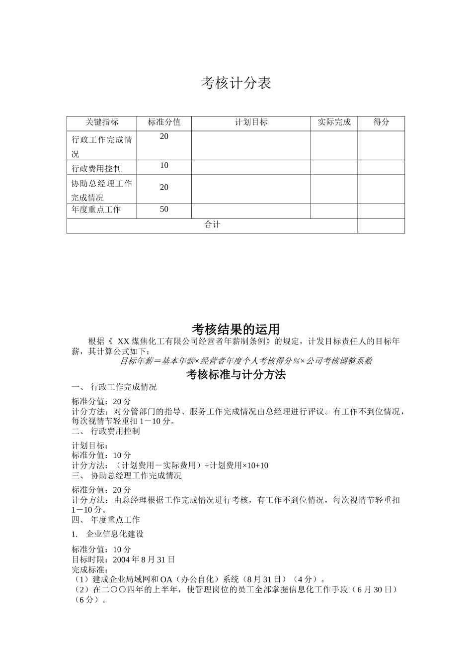 煤炭行业-行政副总经理关键业绩指标（KPI）_第1页