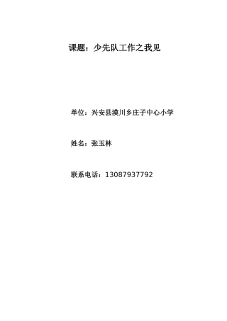 少先队工作之我见