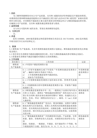 顾客满意度调查程序DFCPQEOMS-23