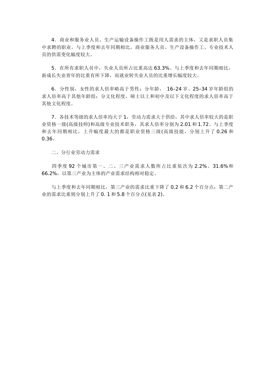 部分城市劳动力市场供求状况分析_第3页