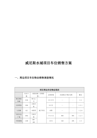 某水城项目车位销售方案