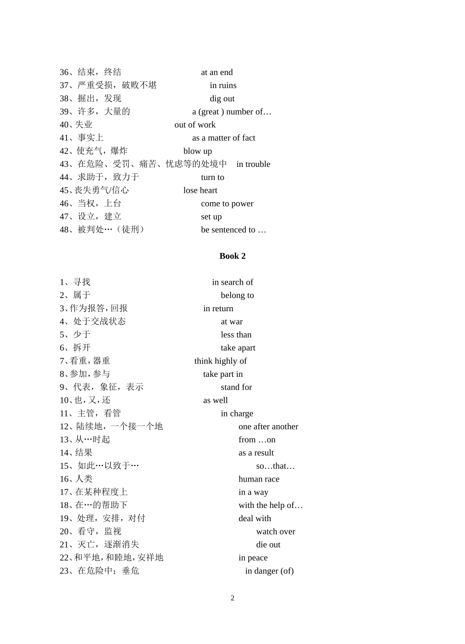 高中英语词汇表中词组摘录_第2页