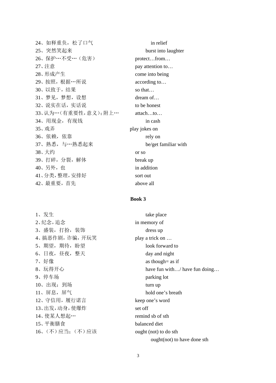 高中英语词汇表中词组摘录_第3页