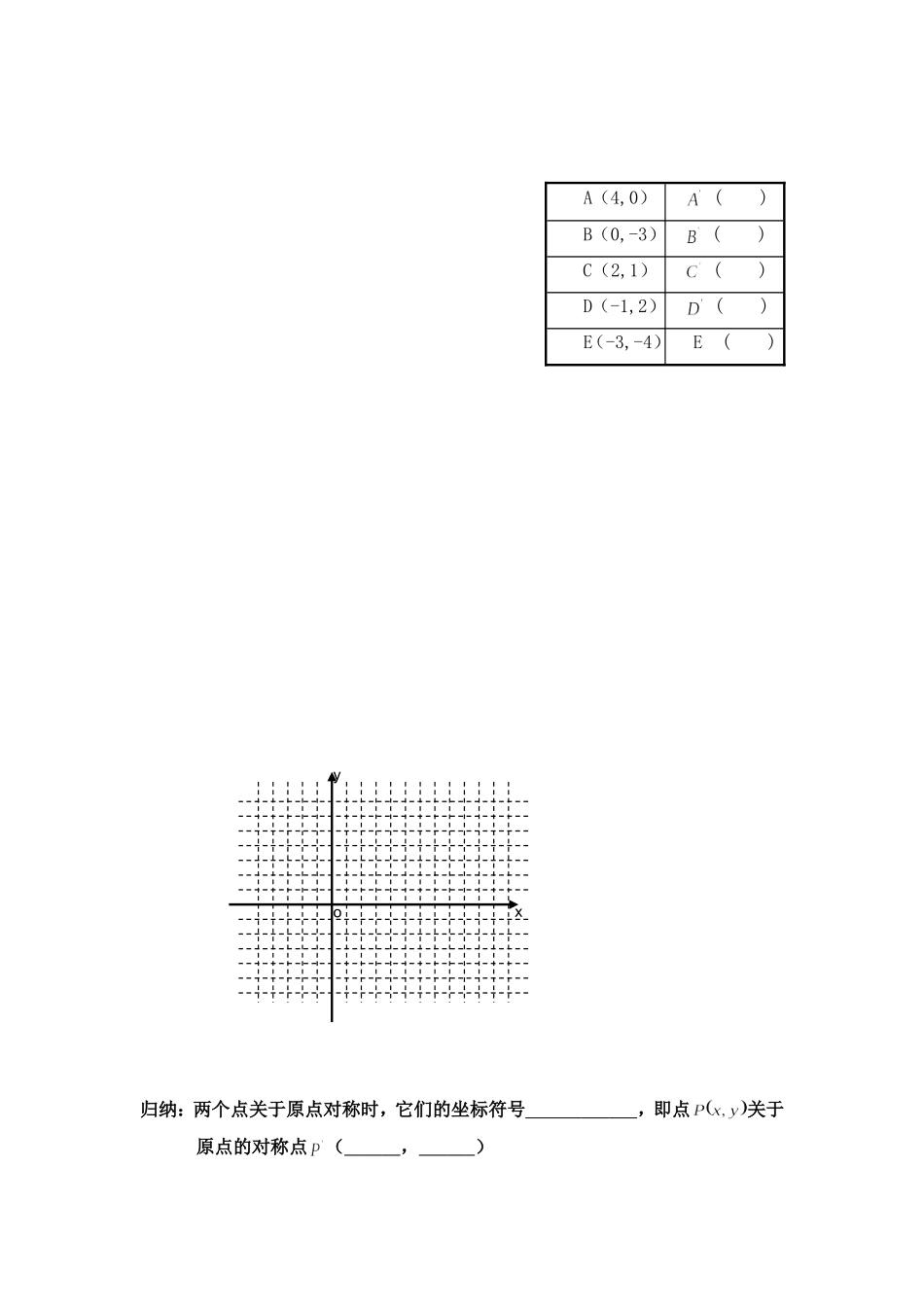关于原点对称的点的坐标导学案_第2页