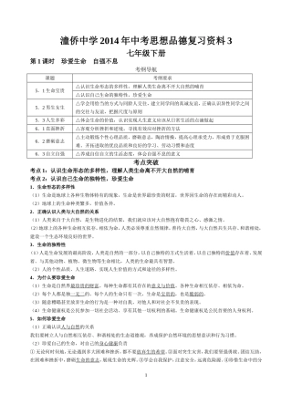 七年级下册第一课时珍爱生命自强不息
