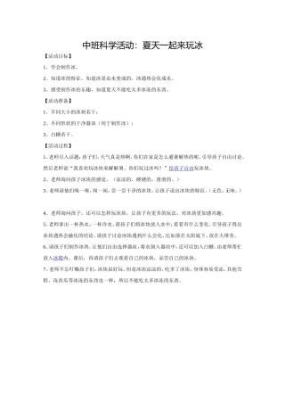 中班科学活动《夏天一起来玩冰》