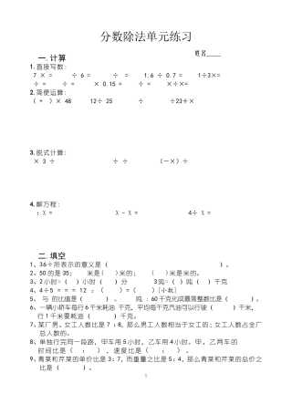 分数除法单元练习