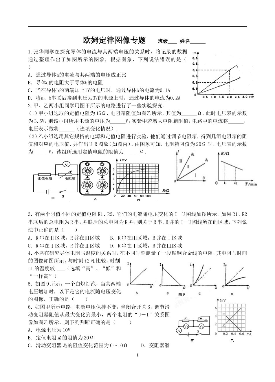 欧姆定律图像专题_第1页