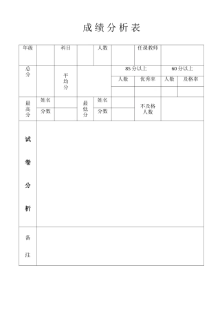 成绩分析表空表格