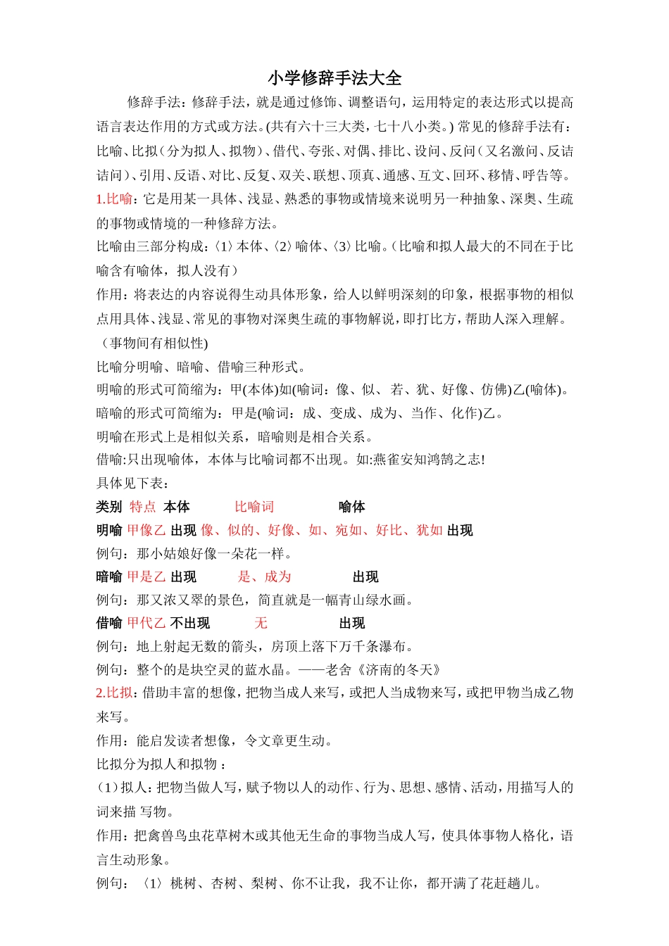 小学修辞手法大全_第1页