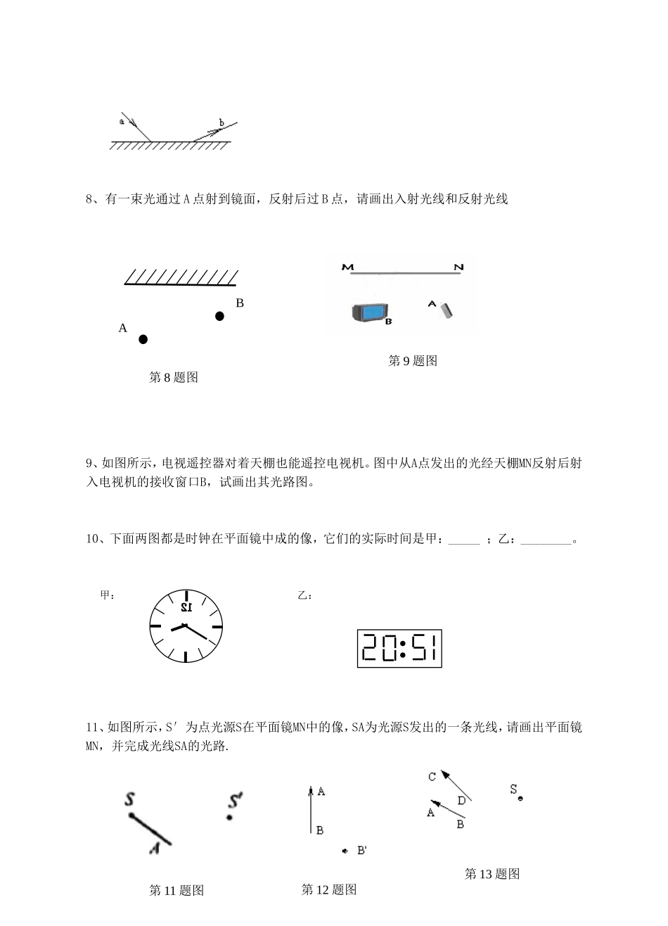 光的反射和平面镜成像作图专题训练_第2页