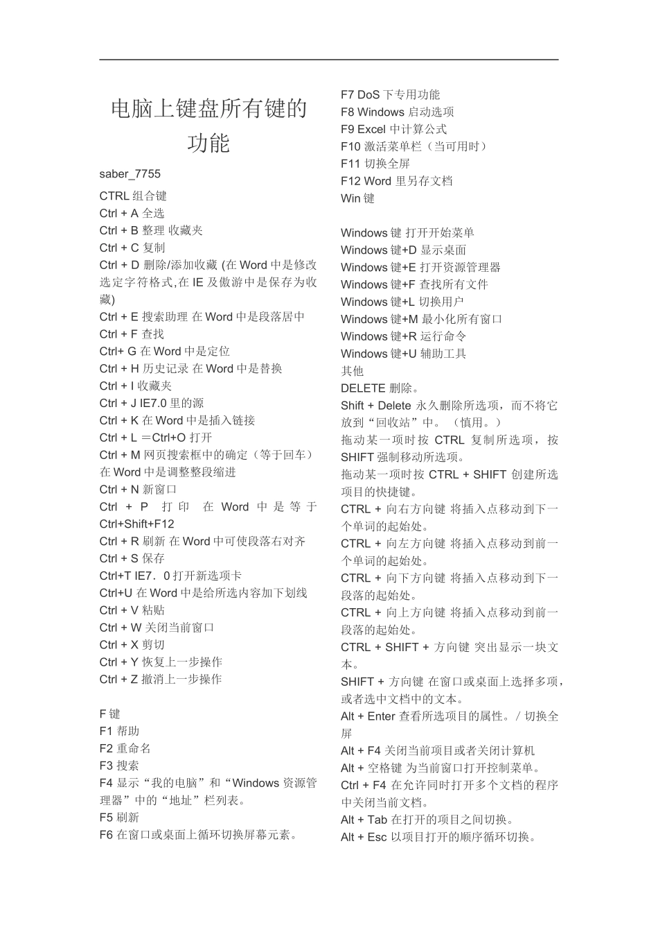 电脑上键盘所有键的功能_第1页