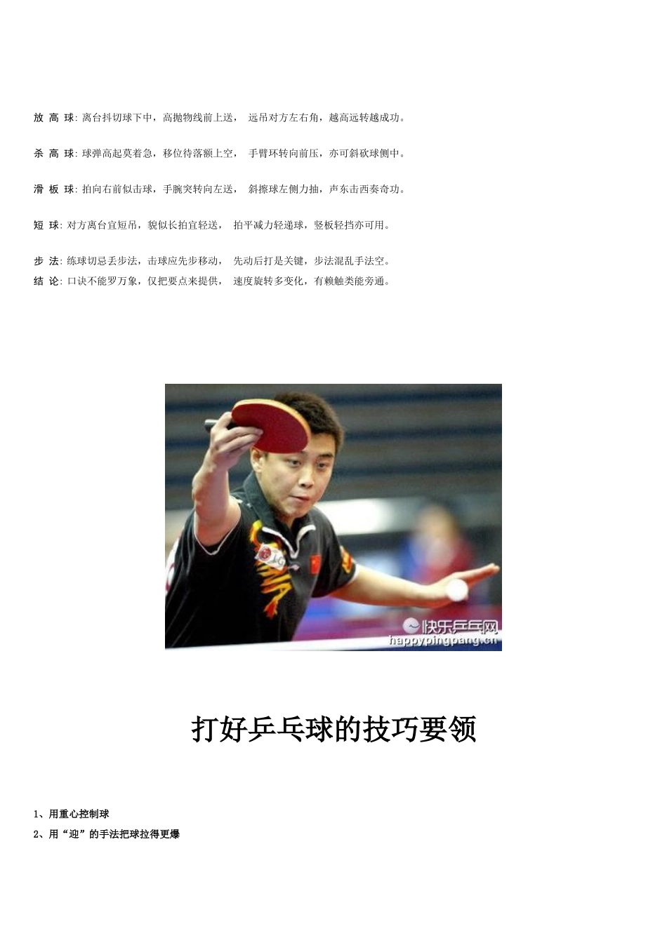 送给初学者的乒乓球基本技术口诀_第2页